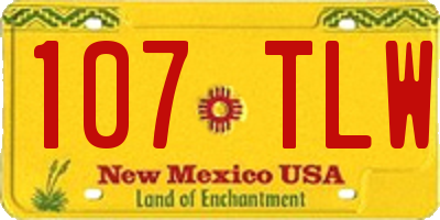 NM license plate 107TLW