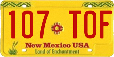 NM license plate 107TOF