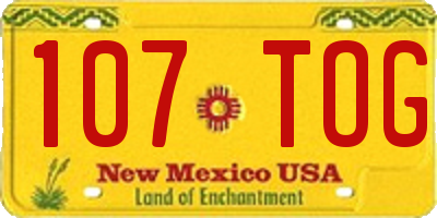 NM license plate 107TOG