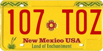NM license plate 107TOZ