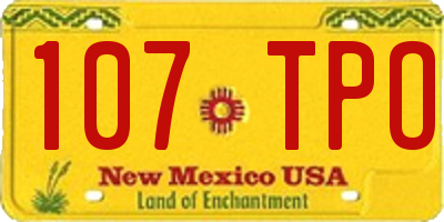 NM license plate 107TPO