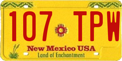 NM license plate 107TPW