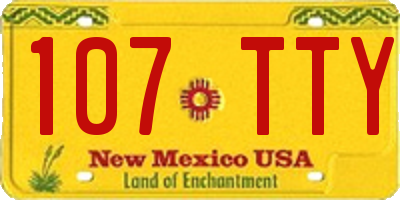 NM license plate 107TTY