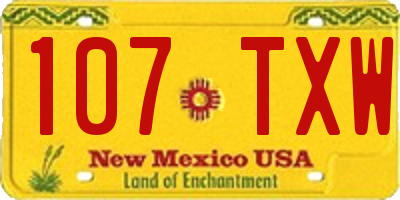 NM license plate 107TXW