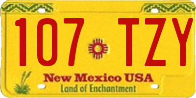 NM license plate 107TZY