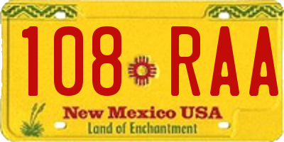 NM license plate 108RAA