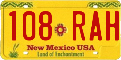 NM license plate 108RAH