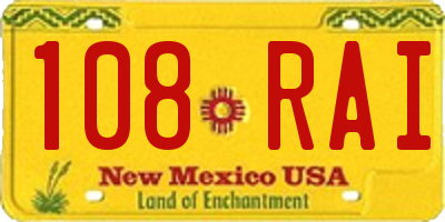 NM license plate 108RAI