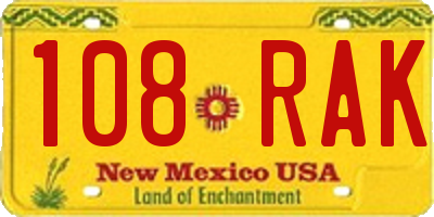 NM license plate 108RAK