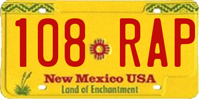 NM license plate 108RAP