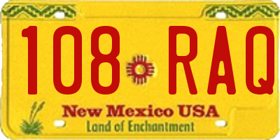 NM license plate 108RAQ