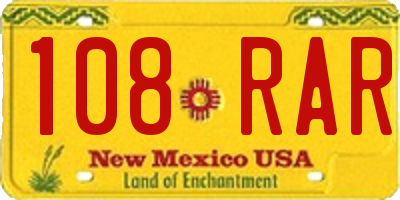 NM license plate 108RAR