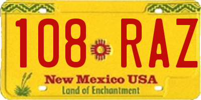 NM license plate 108RAZ