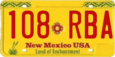 NM license plate 108RBA