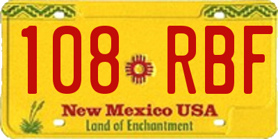 NM license plate 108RBF