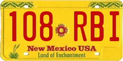 NM license plate 108RBI