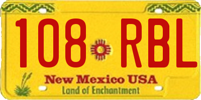 NM license plate 108RBL