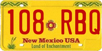 NM license plate 108RBQ