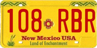 NM license plate 108RBR