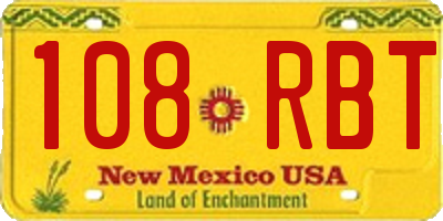NM license plate 108RBT