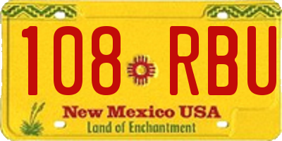 NM license plate 108RBU
