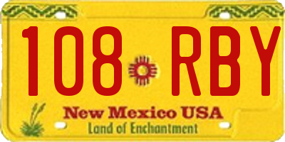 NM license plate 108RBY