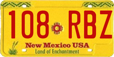 NM license plate 108RBZ