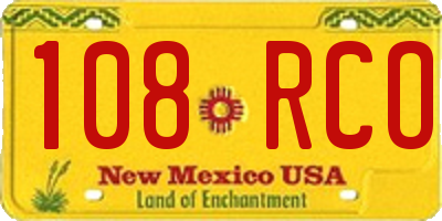 NM license plate 108RCO