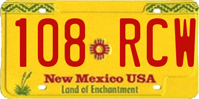 NM license plate 108RCW