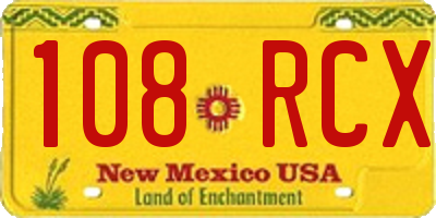 NM license plate 108RCX