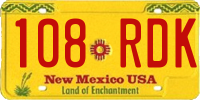 NM license plate 108RDK