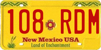 NM license plate 108RDM