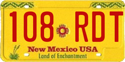 NM license plate 108RDT