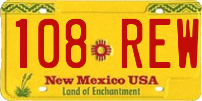 NM license plate 108REW