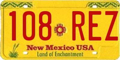 NM license plate 108REZ
