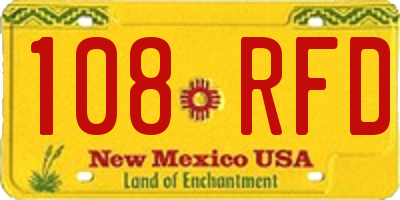NM license plate 108RFD