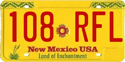 NM license plate 108RFL