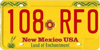 NM license plate 108RFO