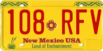 NM license plate 108RFV