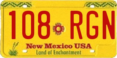 NM license plate 108RGN