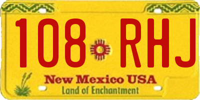 NM license plate 108RHJ