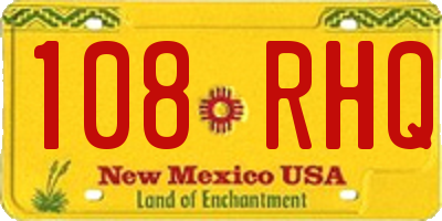 NM license plate 108RHQ