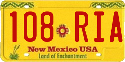 NM license plate 108RIA