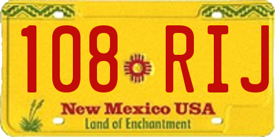 NM license plate 108RIJ