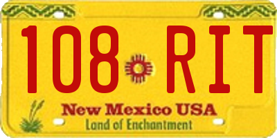 NM license plate 108RIT