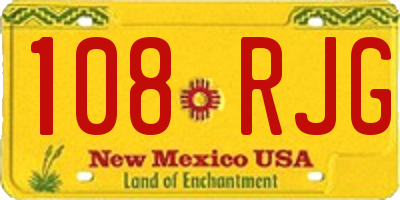NM license plate 108RJG