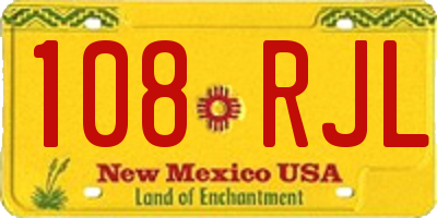 NM license plate 108RJL