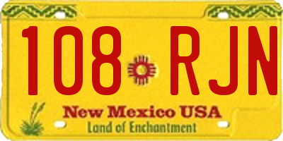 NM license plate 108RJN