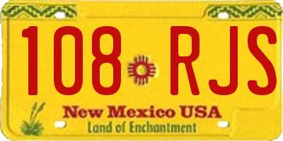 NM license plate 108RJS