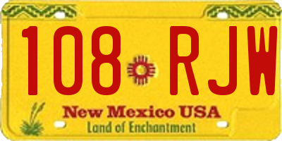 NM license plate 108RJW